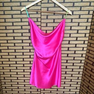 White Fox Boutique Hot Pink Satin Slip Dress